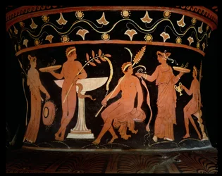 Apulischer rotfiguriger Volutenkrater, Detail des Halses (Detail)